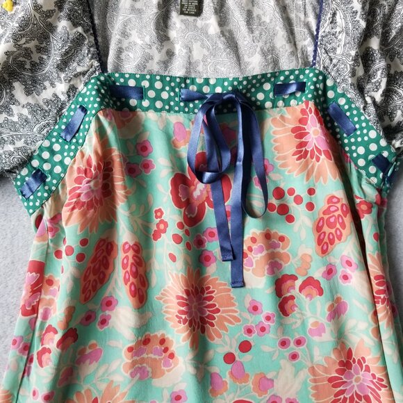 Anthropologie Fei Flores Silk Feminine Boho Peasant Embroidered Y2K Blouse Sz 14 - Picture 2 of 12